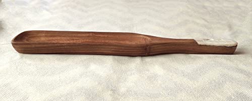 Image of Wooden Platters| Rosewood Serving Trays| Rosewood Momo Platter with Shell-Decorated Handle| Handcrafted Decorative Trays for Serving Snacks Fruits Desserts