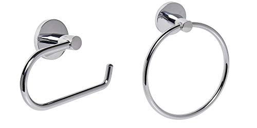 Home Treats - Soporte para rollo de papel higiénico y toallero redondo de cromo pulido