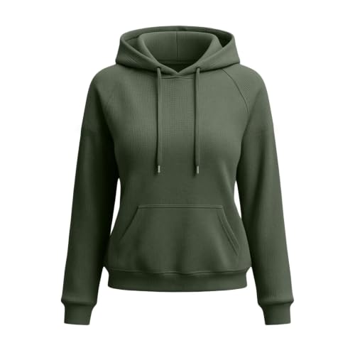 Womens Waffle Knit Hoodies Lightweight Pullover Hooded Sweatshirt - image 5