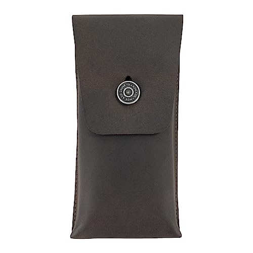 Image of Hide & Drink, Rectangular Pencil Case with Button Closure, Office Accessories, Handmade from Full Grain Leather - Bourbon Brown