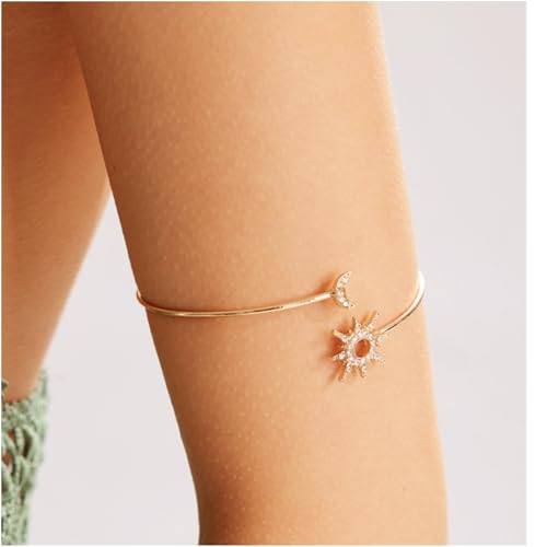 Gold Arm Cuff for Women Upper Open Cuff Wrap Bracelet Adjustable Sun Moon/Leaf/Butterfly Chain Upper Arm Band Armlet Summer Minimalist Jewelry4