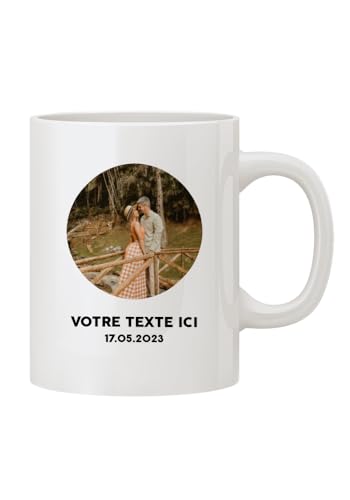 Monsieur TSHIRT Mug Photo Personnalisé en Céramique, Blanc, avec Photo et Texte Personnalisables