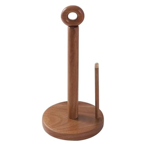 MERVAGIN Acacia Wood Paper Towel Holder - Countertop Paper Towel Rack Stand for Kitchen and Bathroom, Versatile Paper Roll Organizer Cover