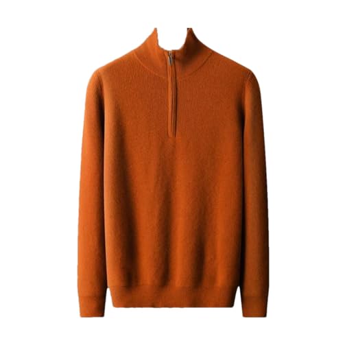 Men's Winter Half High Neck Zippered Wool Sweater Knit Pullover Solid Color Long Sleeve Thickened Shirt