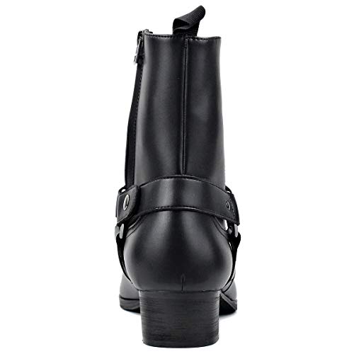 OSSTONE Men Chelsea Ankle Boots Leather Microfiber Chukka Designer Boots with Side Zipper Heel Dress Boots JY015-CQ3