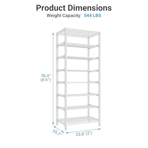 Image of VIPEK S1 Shoe Rack, 8-Tier Metal Durable Shoe Organizer, Heavy Duty Large Capacity Up to 24 Pairs, Adjustable & Detachable Shoe Shelves for Entryway /Bedroom /Closet, Holds Up to 544 lbs, White