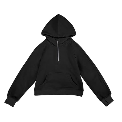 Girls Zip Up Hoodie Half Zip Pockets Sweatshirts for Teen Girls Long Sleeve Solid Color Pullover Tops with Thumb Hole2