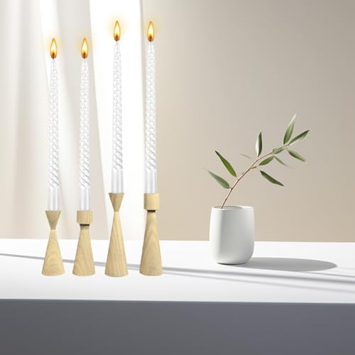 Kemladio 8 pcs 10 inch Taper Candles,Burning Unscented Tapered 7.5 hrs,Fancy Dinner,Tall Candle Sticks, Halloween Party Decorations (8pcs, White)