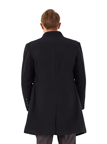 Image of WULFUL Men Wool Trench Coat Slim Fit Winter Coat