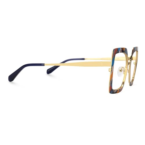 Image of Zeelool Fashion Glasses Frame for Women, Metal Square Eyeglasses Eyewear Frame with Non-prescription Clear Lens ZJGM150137