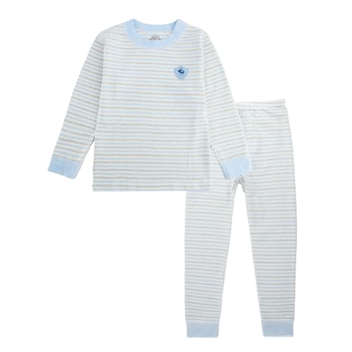 Kid Thermal Underwear Warm Pajamas for Boy Size 6 Blue & Grey Wide Stripes