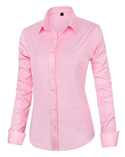 Image of J.VER Womens Dress Shirts Long Sleeve Button Down Shirt Wrinkle-Free Business Casual Blouse Office Work Tops
