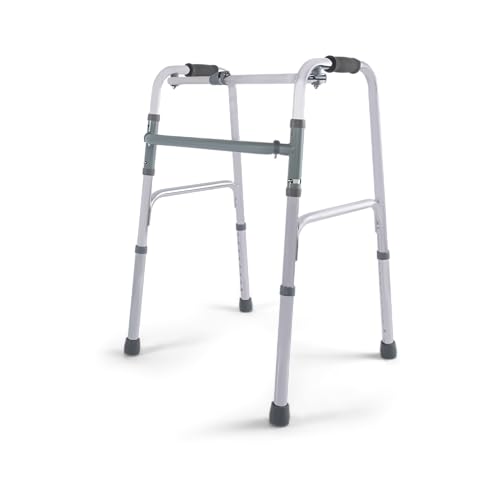 Lightweight Aluminum Reciprocal Walker with One-Button Folding Mechanism, Height Adjustable,...