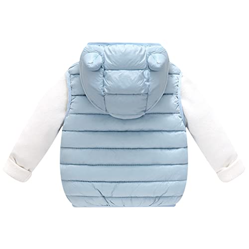 Image of AIWUHE Baby Boys Girls Hooded Puffer Vest Winter Lightweight Sleeveless Bear Ears Zipper Up Jacket Down Vest Coat Vests Kids