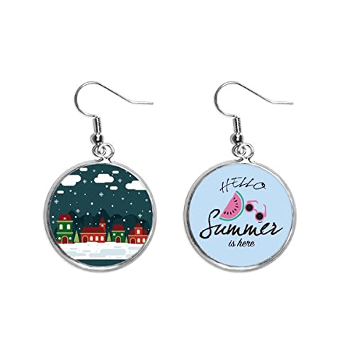 Pendientes para lóbulo cómodos con motivos de sandía y nieve