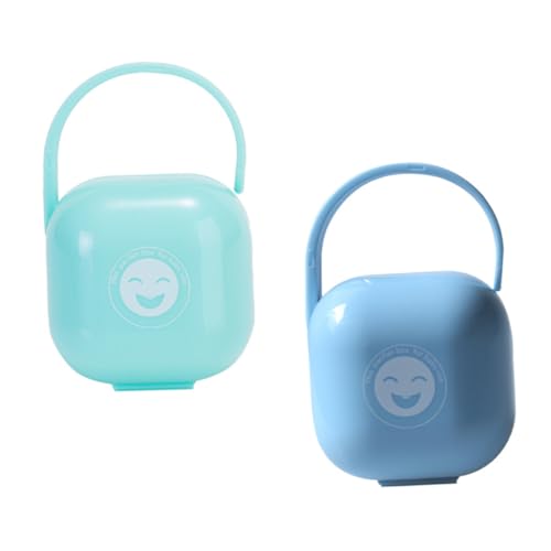 Abaodam Pacifier Storage Case 2pcs Travel Pacifier Boxes Handle Anti-slip Baby-friendly Compact Design