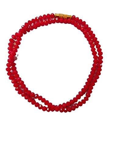 Chain Crystal Mala Glass stone beads single line chain and mala for women. Red Crystal Beads Necklace for Women & Girls | Elegant Choker Style Necklace for Wearing, Party & Traditional Look.-image-49