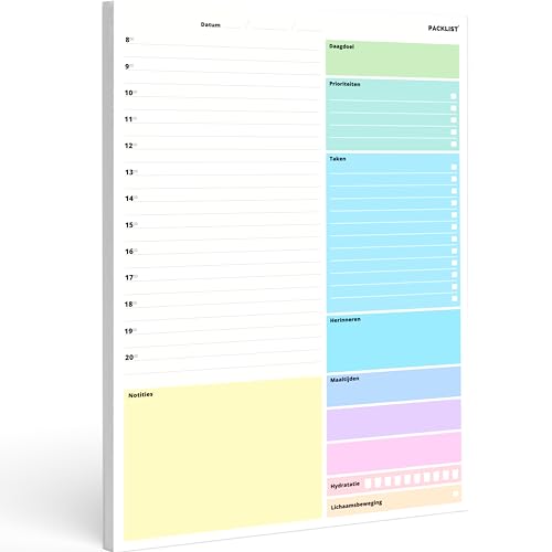 PACKLIST Dagelijkse Planner, Dagagenda Per Page, Dagorganisator A4, Dagelijkse Lesplanner