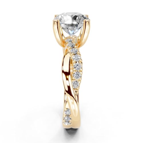 1-5 Carat 14K 18K Gold Platinum 925 Silver Twisted Style Round Cut Lab Grown Diamond Ring, Engagement, Anniversary, Wedding, IGI Certified, Promise Rings for Women (1-5 Ct, F-G Color, VS1-VS2 Clarity)3