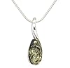 LIGURIUS NATURAL BALTIC AMBER STERLING SILVER 925 NECKLACE Green PENDANT Gemstone For Women & Silver Adjustable CHAIN Snake 45cm - 50 cm, Gift set #3