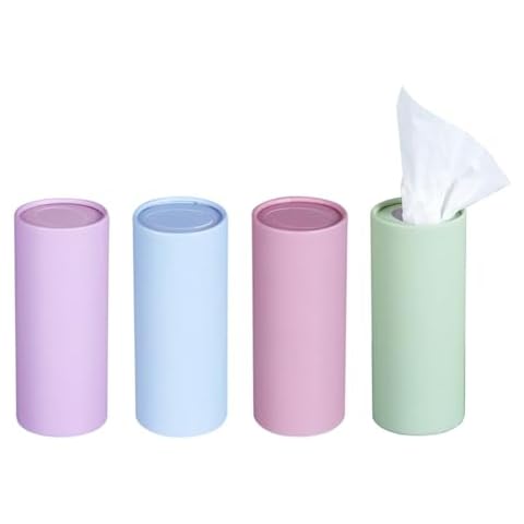 1 Pcs Travel Cylinder Tissue Bulk Car Tissue Morandi 3-Ply Round Tissue Box Car Napkins Car Tissue Holder for Car Home Office School, Random Color Cover