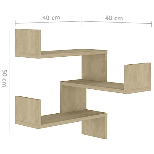 Étagère d'angle murale solution rangement coin vide bois Sonoma