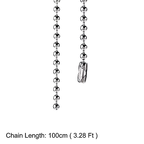 Image of uxcell Pull Chain Extension 3.28 Ft Stainless Steel 4.5mm Beaded for Light Fan