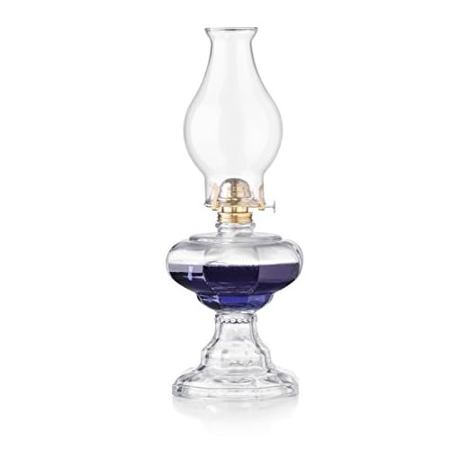 Clear Pedestal Style Oil Lamp with Plain Flare Top Large Bulged Chimney