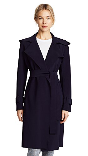 Norma Kamali Women's Double Breasted Trench, Midnight, Medium