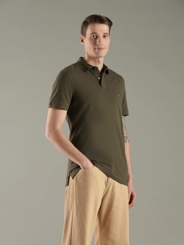 Image of Tommy Hilfiger Solid Regular fit Cotton Polo t-Shirt
