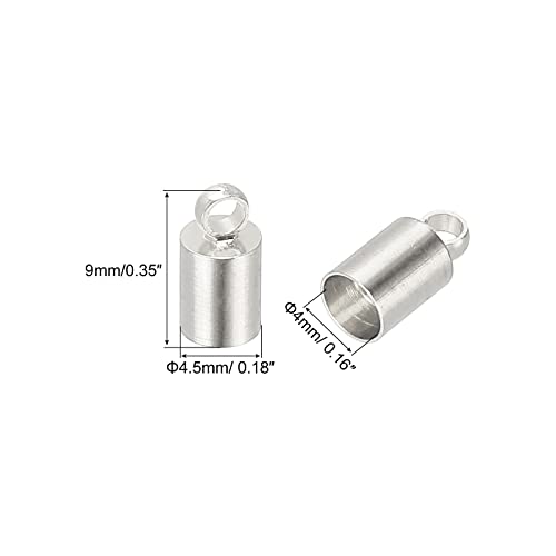 Tapas de extremo de cordón de 4 mm de latón blanco para Kumihimo y joyería, 100 piezas 3