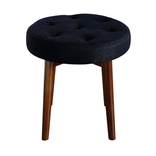 Elle Decor Penelope Round Tufted Foot Rest Stool, Compact Upholstered