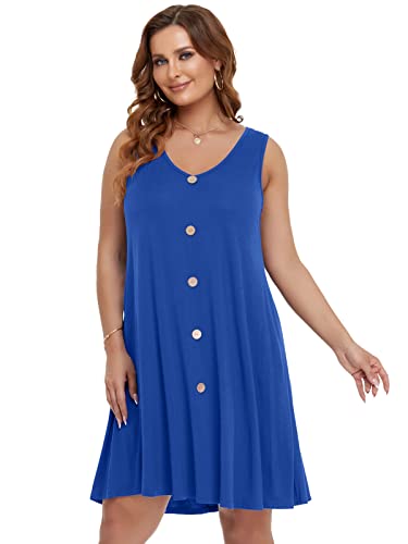 Image of BELAROI Summer Dresses for Women Beach Tshirt Sundress V Neck Casual Swing Tank Dress Swimsuit Cover Ups Pockets