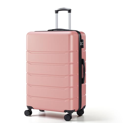 HealSmart ハードサイド機内持ち込み手荷物拡張可能ポータブルハードシェルスピナーホイール、軽量スーツケース TSAロック、ブラック、20インチ, ピンク, 20 inch, スピナーホイール付き拡張可能なポータブルハードシェル荷物、軽量スーツケース