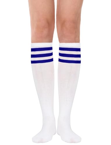 Image of Women's Knee High Athletic Socks Casual Stripes Tube Socks Outdoor Sport Socks