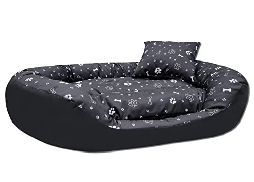 Odol-Plu Luxus Hundebett Hundekissen orthopädisch, weicher Rand, formstabil, Kratzfest, einfache Reinigung (schwarz) Cover
