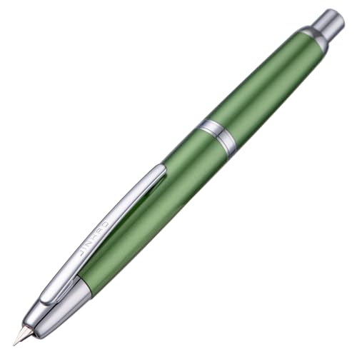 Image of Jinhao 10 Press Fountain Pen with Box, Sea Pine Green Retractable Extra Fine Nib with Ink Converter Set (Silver Clip)