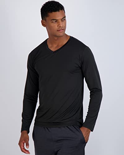 Real Essentials 4 Pack: Men's Dry Fit Long Sleeve V-Neck Active T-Shirt - Athletic Outdoor UPF 50+ (Available in Big & Tall)2