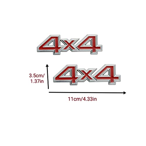 Image of 2 Pcs 3D 4X4 Emblem Badge car NameplateSide Fender Rear Trunk Compatible with 1500 2500 3500 Off-Road Vehicle /SUV /Pickup (Silver red)