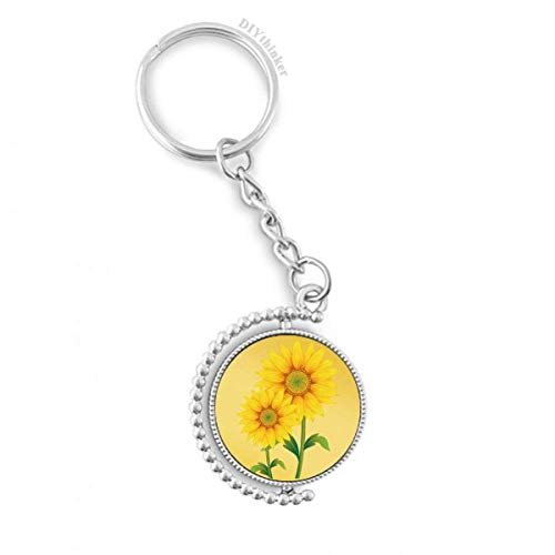 Clé anneau rotatif jaune tournesol verdure pour vos clés de maison