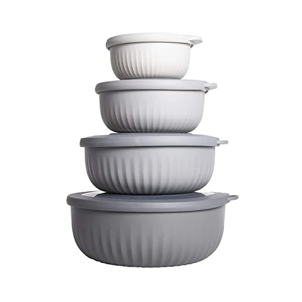 COOK WITH COLOR Prep Bowls - 8 Piece Nesting Plastic Meal Prep Bowl Set with Lids - Small Bowls Food Containers in Multiple Sizes (Grey Ombre) COOK WITH COLOR Prep Bowls - 8 Piece Nesting Plastic Meal Prep Bowl Set with Lids - Small Bowls Food Containers in Multiple Sizes (Grey Ombre)