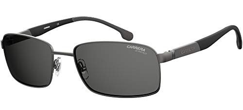 Carrera Men's 8037/S Rectangular Sunglasses, Silver/Gray, 58mm, 18mm