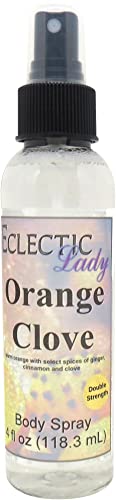 Eclectic Lady Orange Clove Body Spray, Double Strength, 4 ounces, Body Mist for Women with Clean, Light & Gentle Fragrance, Cologne with Soft, Subtle Aroma For Daily Use