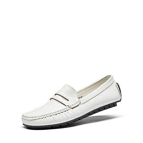 DREAM PAIRS Women's Loafers Penny Loafer Slip on Casual Dressy Comfortable Business Work Office Moccasins Driving Loafer Shoes 10 White