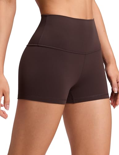 CRZ YOGA Butterluxe Biker Shorts 2.5- High Waisted Yoga Workout Spandex Womens Running Volleyball Booty Hot Fudge Brown Small