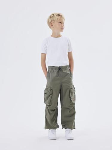 NAME IT Jungen Nkmben Twi Pant 1900-tf Noos Parachutehose, Dusty Olive, 158 EU