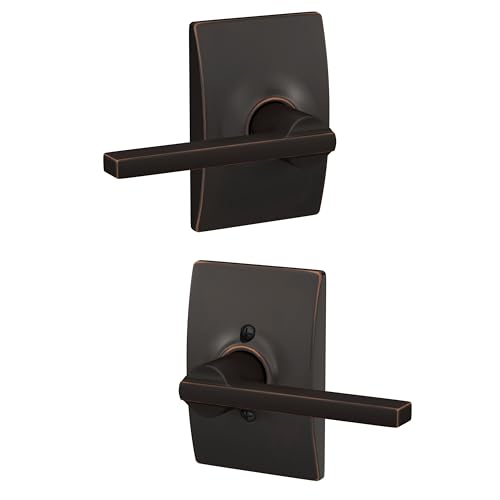 Image of SCHLAGE Latitude Hall /Closet Passage Door Handle, Reversible, Aged Bronze | Hall or closet lever door handle with no lock, Easy to install, Certified durability, Universal fit