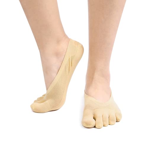 4 Pairs Women No Show Toe Socks Five Finger Liner Socks Non-Slip for Sneaker Boat Shoes2
