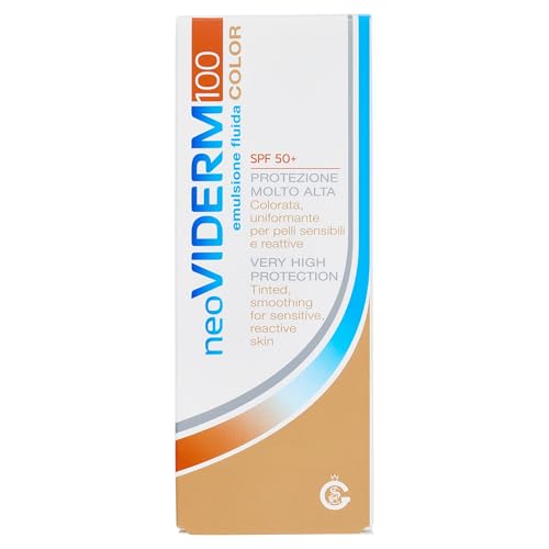 neoVIDERM Emulsione Fluida Color SPF 50+ – Protezione Molto Alta UVA/UVB – Uniformante per Pelli Sensibili e Reattive – Resistente all’Acqua – Base Trucco