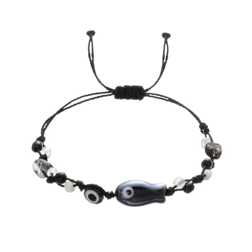 MMIUAEG Aesthetic Cartoon Ceramics Fish Bracelet For Women Handmade Cute Colorful Rice Beads Bracelet Fashion Lucky Friendship Party Jewelry-black